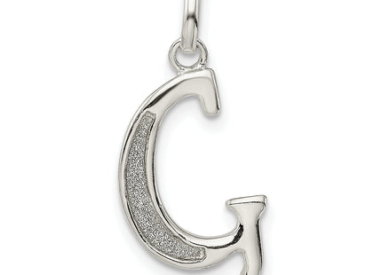 Sterling Silver Polished Glitter Enamel Letter Initial Charm