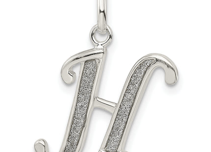 Sterling Silver Polished Glitter Enamel Letter Initial Charm