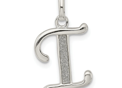 Sterling Silver Polished Glitter Enamel Letter Initial Charm