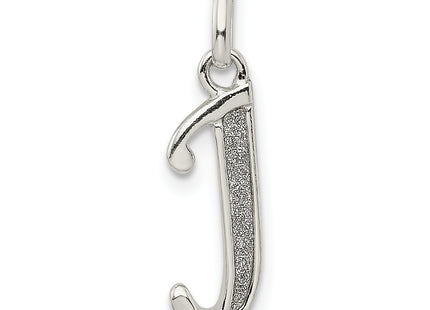 Sterling Silver Polished Glitter Enamel Letter Initial Charm