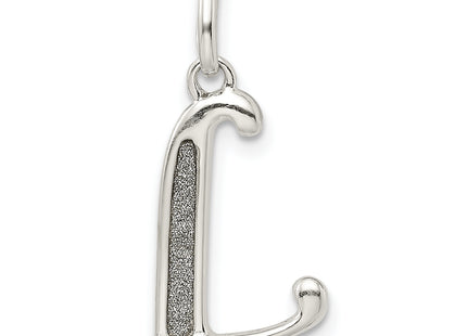 Sterling Silver Polished Glitter Enamel Letter Initial Charm