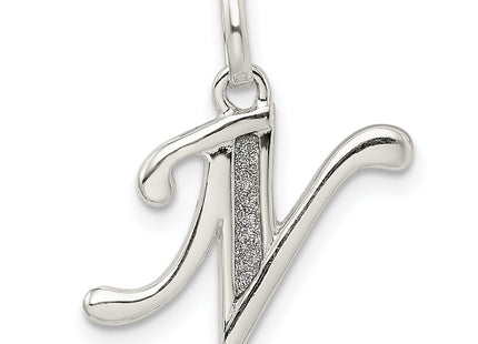 Sterling Silver Polished Glitter Enamel Letter Initial Charm