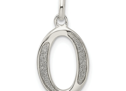 Sterling Silver Polished Glitter Enamel Letter Initial Charm