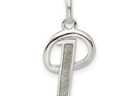 Sterling Silver Polished Glitter Enamel Letter Initial Charm