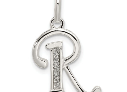 Sterling Silver Polished Glitter Enamel Letter Initial Charm
