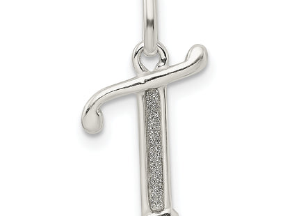 Sterling Silver Polished Glitter Enamel Letter Initial Charm
