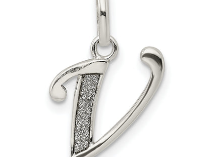 Sterling Silver Polished Glitter Enamel Letter Initial Charm