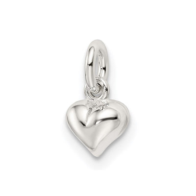 Sterling Silver Polished Puffed Heart Charm, 12.25 x 6mm