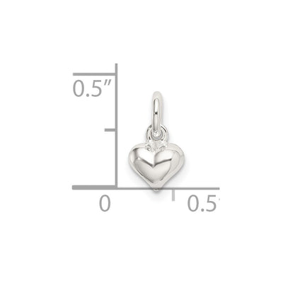 Sterling Silver Polished Puffed Heart Charm, 12.25 x 6mm