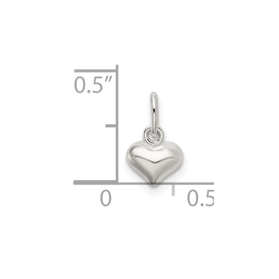 Sterling Silver Polished Puffed Heart Charm, 12.25 x 6.5mm