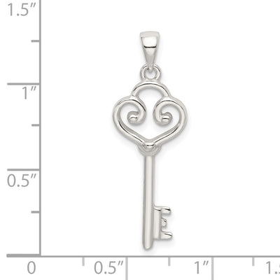 Sterling Silver Polished Heart Key Pendant