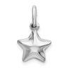 Sterling Silver Rhodium Plated Polished Puffed Star Charm