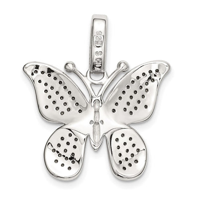 Sterling Silver Rhod-plated Polished Preciosa Crystal Butterfly Pendant