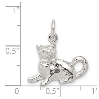 Sterling Silver Cat Charm, 16 x 21mm