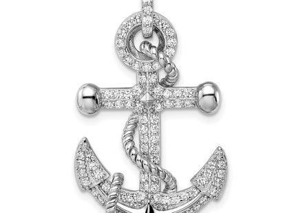 Sterling silver cubic zirconia anchor pendant