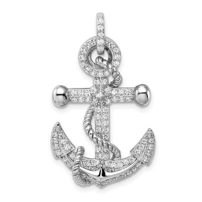 Sterling silver cubic zirconia anchor pendant