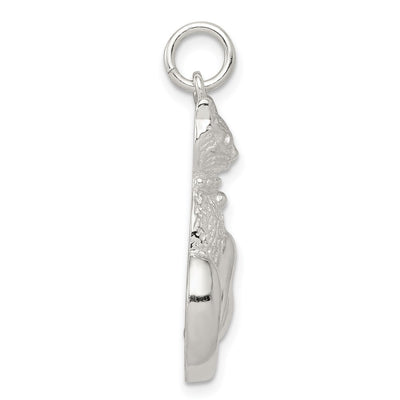 Sterling Silver Cat Charm, 27 x 14mm