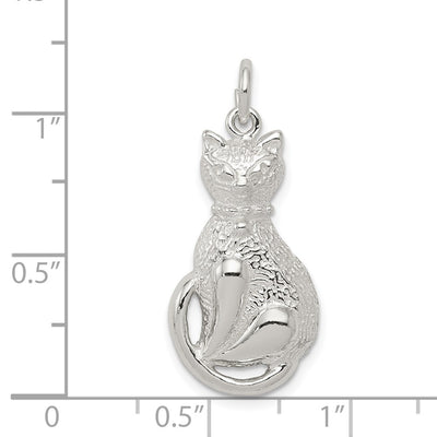 Sterling Silver Cat Charm, 27 x 14mm