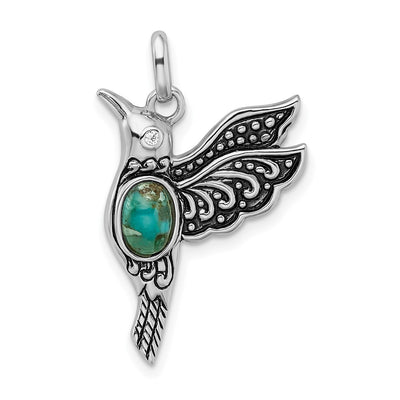 Sterling silver cubic zirconia hummingbird pendant
