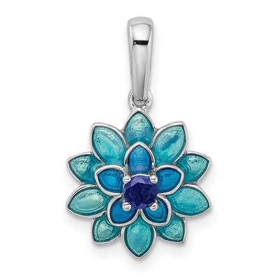 Sterling silver sapphire flower pendant