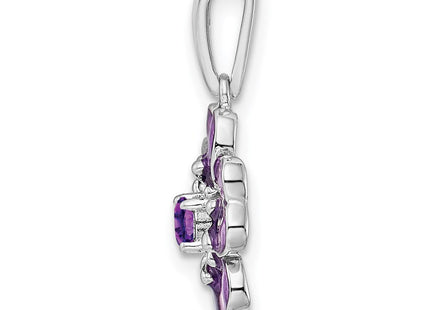 Sterling Silver Rhodium-plated Amethyst and Enamel Pendant (Style QC9321)
