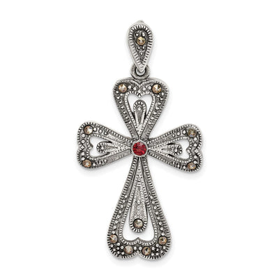 Sterling silver marcasite cross pendant