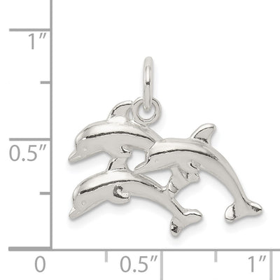 Sterling Silver Dolphins Charm, 22 x 23mm