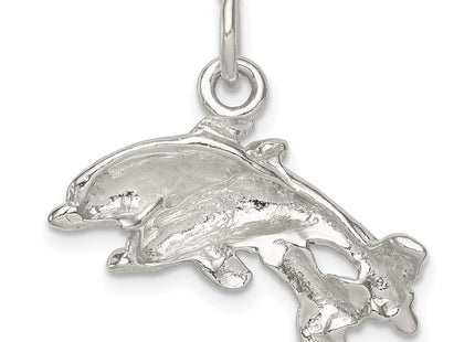 Sterling Silver Dolphins Charm (Style QC940)