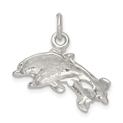 Sterling Silver Dolphins Charm, 24 x 24mm