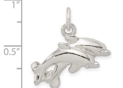 Sterling Silver Dolphins Charm (Style QC940)