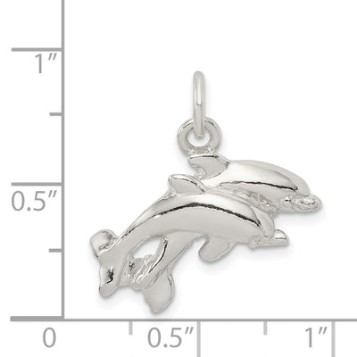 Sterling Silver Dolphins Charm, 24 x 24mm