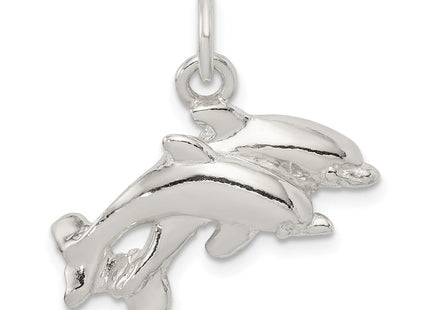 Sterling Silver Dolphins Charm (Style QC940)
