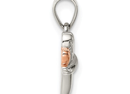 Sterling Silver Rose-tone Polished Angel Pendant (Style QC9427)