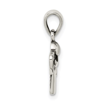 Sterling Silver Antiqued Angel with Heart Pendant