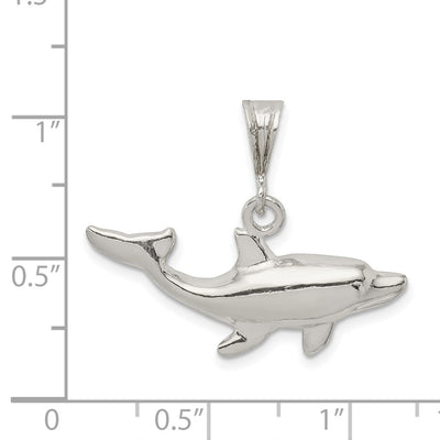Sterling Silver Dolphin Charm, 25 x 30mm