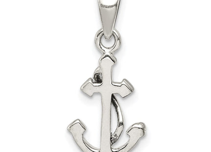 Sterling Silver Polished Anchor Pendant (Style QC9431)