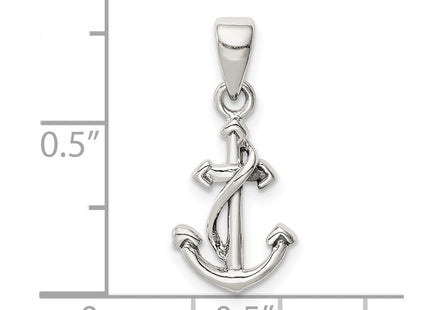 Sterling Silver Polished Anchor Pendant (Style QC9431)