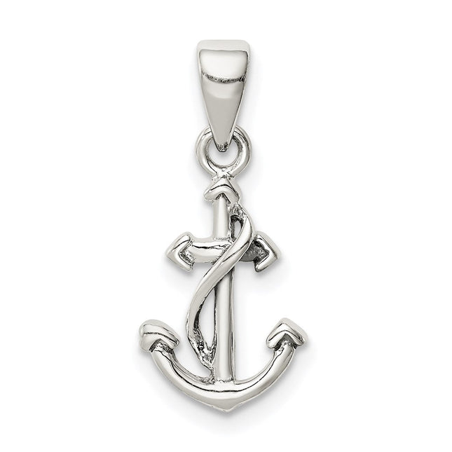 Sterling Silver Polished Anchor Pendant, 20.65 x 9.65mm