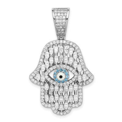 Sterling silver cubic zirconia hamsa pendant