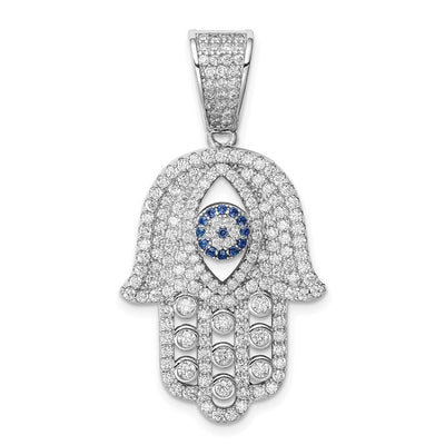 Sterling silver cubic zirconia hamsa pendant