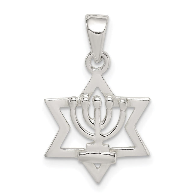 Sterling Silver Star of David Pendant, 22.13 x 13.98mm