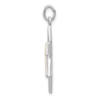 Sterling Silver Platinum-plated Gold Tone Cross Star of David Charm Pendant