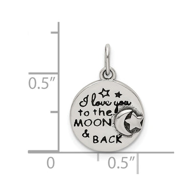 Sterling Silver Enamel Love you to the Moon & Back Charm Pendant
