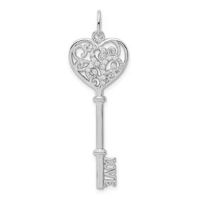 Sterling silver cubic zirconia key pendant