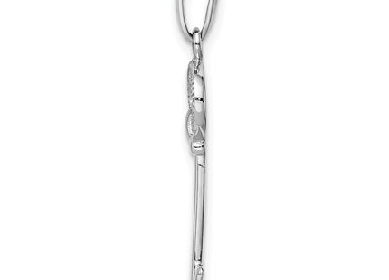 Sterling silver cubic zirconia key pendant, alternate view