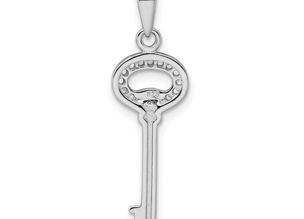 Sterling silver cubic zirconia key pendant, another view