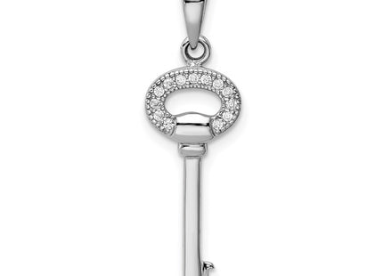 Sterling silver cubic zirconia key pendant