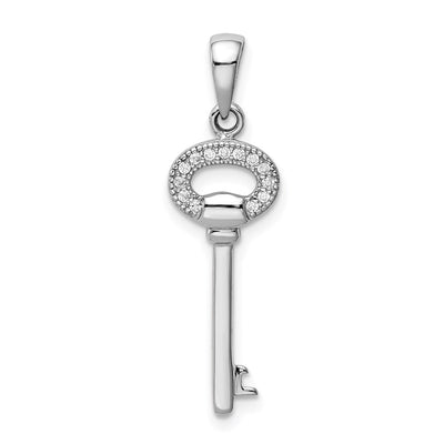 Sterling silver cubic zirconia key pendant