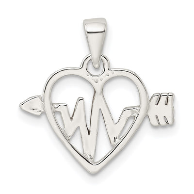 Sterling Silver Rhodium-plated & Rose Tone Heart and Arrow Pendant