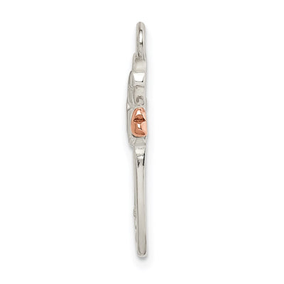 Sterling Silver Rose-tone Polished Angel Pendant, 21.17 x 11.5mm